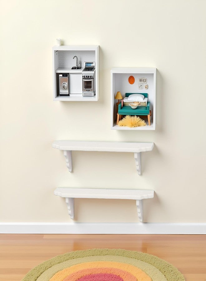 BWESOO 2Pcs White Dollhouse Wall Shelf, 1:12 Scale Miniature Storage Shelf for Kitchen Scene Decor Accessories - Image 5